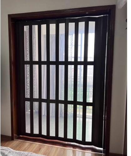 CHZDPP Teleskop-Falttüren Anpassbare Farbe & Größe Akkordeontür, Leichte Falttür mit Griffen/Glas, Raumtrenner Schiebetür für Balkon Schlafzimmer Dachboden Keller Büro(55x180cm/1.8x5.9ft)
