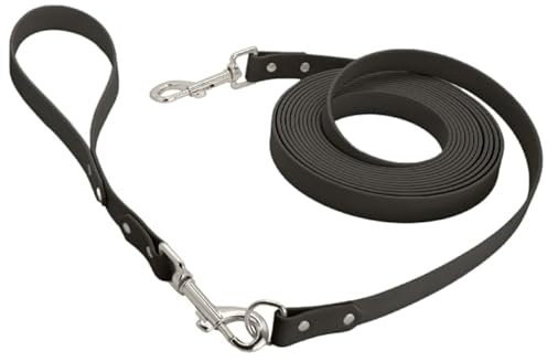 Petbo 5m Kurze Schleppleine 19mm mit abnehmbaren Kurzführer (ohne Handschlaufe/Kein Verheddern) Extra Breite 19mm für alle Hunde (Schwarz - Gurtband)