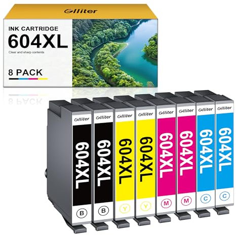 Glliter 604XL Patronen für Epson 604 XL für Epson XP 3200 Druckerpatronen Kompatibel mit Epson XP 4200 XP-3205 XP-3200 XP-2205 XP-4205 für Epson Workforce WF-2930 WF-2935 WF-2910 (8er-Pack)