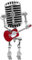 Musiin Retro Decorative Microphone Robot Figurine, Holding a Red Guitar, Built-in Faint Light Effect With Switch, a Surprise Creative Gift for Music Lovers