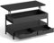 Bealife Couchtisch, höhenverstellbarer Wohnzimmertisch, mit 2 Schubladen, offenem Fach & verstecktem Stauraum, Stahlrahmen, belastbar bis 100 kg, 100 x 48 x (49-61) cm-(schwarz)