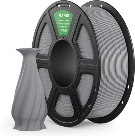 DEEPLEE PLA PRO Filament 1.75mm, Stärkere Zähigkeit 3D Drucker Filament, PLA Filament Maßgenauigkeit ±0.02 mm, Sauber gewickelt, für die meisten FDM 3D Drucker, Grau 1KG