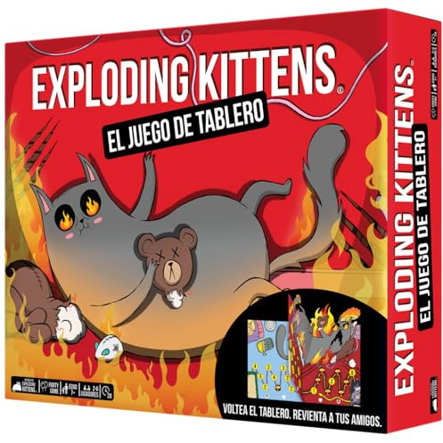 Exploding Kittens Das Gesellschaftsspiel Party Game für 2 bis 6 Spieler, strategisches und lustiges Spiel ab 7 Jahren, 15 bis 30 Minuten, Ausgabe in Spanisch
