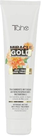 Tahe Miracle Gold Tratamiento Intensivo Antiencrespamiento Instantáneo con Queratina, Aceite de Argán y extracto de Manzanilla, 100 ml