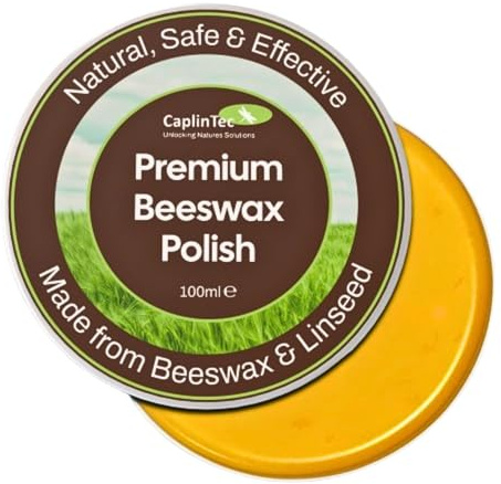 CaplinTec Beeswax Polish for Wood with Linseed Oil, 100ml | Furniture Wax | Restorer & Protector for Outdoor Surfaces | Preserves & Enhances Natural Long-Lasting Finish