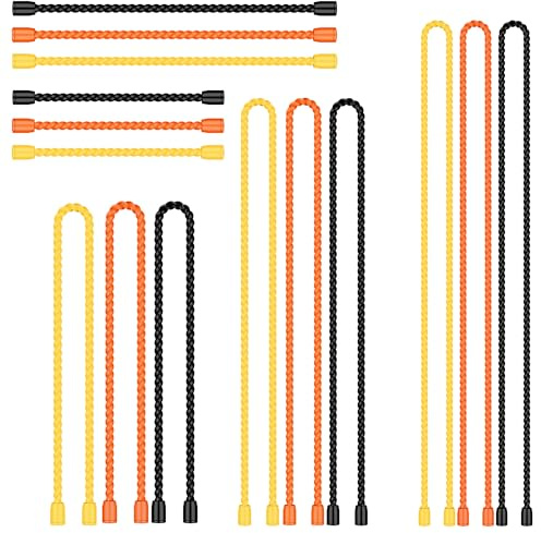 15 Pack 4-Inch, 6-Inch, 12-Inch, 18-Inch, 24-Inch Silicone Cable Ties - Reusable, Bendable Rubber Twist Ties to Organize & Bundle Cords, Wires (3 Colors)