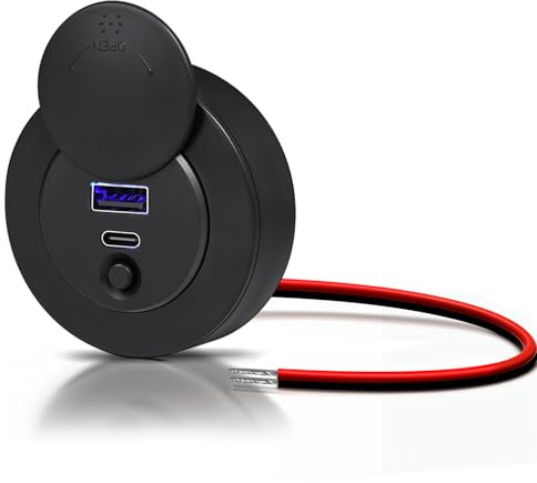 Obeaming USB C Steckdose 12V Buchse 12 Volt, USB-C PD3.0 20W & USB-A QC3.0 18W Oberflächenmontage für Wohnmobil Boot Wohnwagen Camper Auto LKW (38W*1)