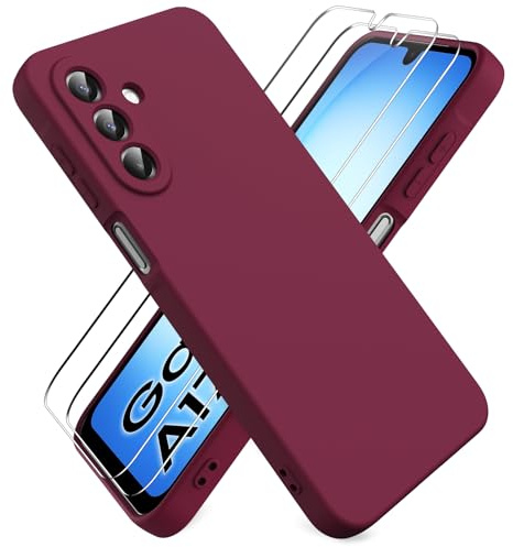 Ikziwreo Hülle für Samsung Galaxy A17 4G / 5G - Weinrot | Handyhülle mit 2 Schutzglas, Kratzfestes Stoßfeste Anti-Scratch Gummi Schutzhülle, Farbe Ultradünne Weich Silikonhülle