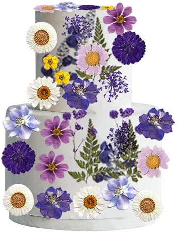 33 Stücke Wildflower Tortenaufleger, Lila Wildblumen Kuchentopper | Wildblumen Kuchen Dekoration, Wildflower Cake Toppers für Baby Shower, Geburtstag, Bridal, Hochzeit, Party Dekoration