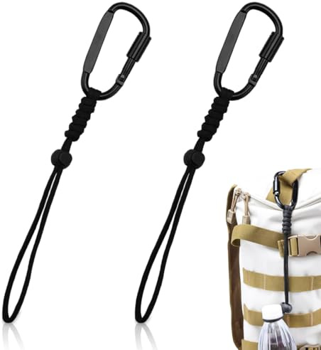 Verstellbar Flaschenhalter Gürtel, 2 Stück Karabiner Flaschenhalter Rucksack Set mit Wasserflasche Schnalle, Nylon Gürtel Flaschenhalter Clips, Wasserflaschenhaken, Wasserflasche Schnalle