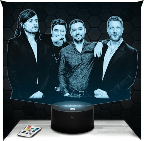 Lampephoto.fr - Lampe M and Sons 3D Touch Nachtlicht Rockband | Made in France, Sockel & Größe wählbar, dimmbar, Batterie/USB, HD-Lasergravur, Geschenk für Sie & Ihn