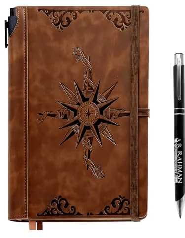 A5 Leder Notizbuch mit Stift – 200 Seiten, Vintage Design, Weicher Einband, Tagebuch für Erwachsene, Vintage Notizbücher für das Schreiben Reisetagebuch Journal für Männer, 5.7'' X 8.3'', Braun
