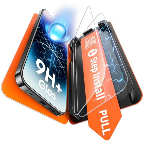 TAURI 2 Pack for iPhone 14 Pro Screen Protector, [1-Step Install] | Auto Dust-Removal, 9H+ Tempered Glass Film, Full Coverage Protection, Anti-scratch [Military-Grade Shatterproof] Bubble-Free