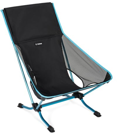 Helinox Beach Chair (re), Leichtgewichtiger Faltbarer Strandstuhl, Nachhaltige Materialien, Flache Füße gegen Einsinken im Sand, Kompakter Outdoor-Stuhl, 1,7 kg, Schwarz