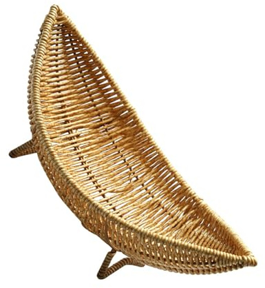 LABRIMP Woven Fruit Holder Basket with Snack Tray Detachable Storage Basket for Bread and Eggs for Kitchen and Dining Table