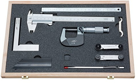 HELIOS-PREISSER Messzeugsatz 8-tlg. mit Duo-Fix TaMs, 150 mm, eckiges Tiefenmaß, 0212520