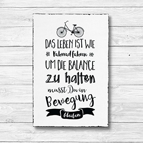 Das Leben ist wie Fahrrad fahren - Dekoschild Wandschild Holz Deko Wand Schild 20x30cm Holzdeko Holzbild Geschenk Mitbringsel Geburtstag