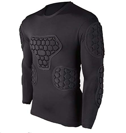 Lalander Protektorenshirt Protektoren Shirt Gepolstert Sportanzug/Schutz Bekleidung für Fußball Basketball Paintball Kampfsport Rugby (B-1, S)