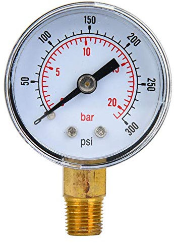 Mechanical Pressure Gauge, 1/8 inch BSPT Pressure Gauge for Air Oil and Water(0-300psi,0-20bar)