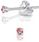 Pendientes Pequeños Plata de Ley 925 con Cristal Swarovski Redondos - Pendientes Mujer de Colores - Aretes Pequeños Plata de Ley 925 - Diámetro 2 mm - Pendientes Rosa