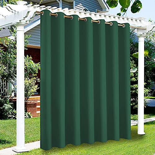 ele ELEOPTION Cortinas de Exterior, Resistentes Agua, Protección UV, Cortina Exterior con Ojales, Cortina Opaca para Interior y Exterior, Jardín, Patio, Balcón (Verde Oscuro, 1 Piezas, 254 x 213 cm)
