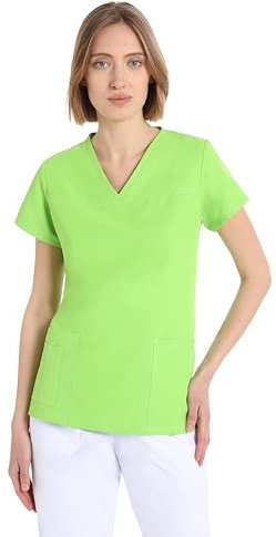 Quick Medical Uniform Blouse médicale POWER pour femme, en microfibre sans repassage, col en V, manche courte et manche longue