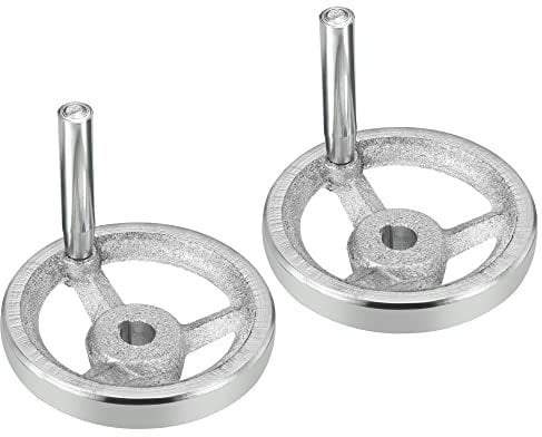 PATIKIL 80mm/3.15 Handrad 2Pack Guss Eisen Verchromt für Mehrere Drehbänke Silberton