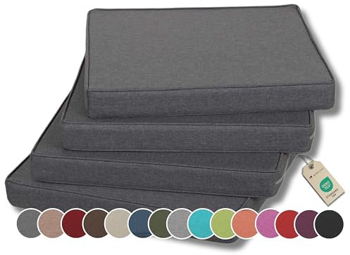 Gutekissen® Stuhlkissen Polsterauflage Auflage für Stühle/Bänke für Haus und Garten Sitzauflage Gartenkissen Sitzkissen viele Farben FK5 (45x45, Anthrazit, 4)