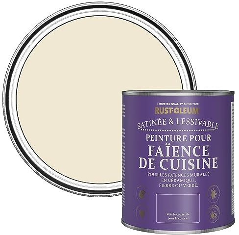 Rust-Oleum Peinture Beige Résistante à l'eau pour Faïence de Cuisine, Finition Satinée - Calcaire 750ml