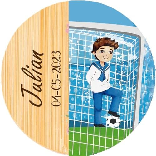 Lote 10 abridor abrebotella para comunión personalizado con nombre y fecha. Abrebotella bambu personalizado (Niño)