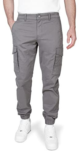 WOTEGA Odin - Graue Herren Cargo Hose - Männer Cargohosen Slim Fit - Baumwoll Herrenhose, Grau (Tornado 183907), W38/L30