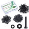 Pzsmocn 300 Stück/100 Sätze M2*15 mm Schwarzes Nylon Kunststoff Kreuzschlitz Rundkopfschrauben-Sechskantmuttern mit Isolierscheibe Standardgröße, für Heimwerker und Elektronische Montage.