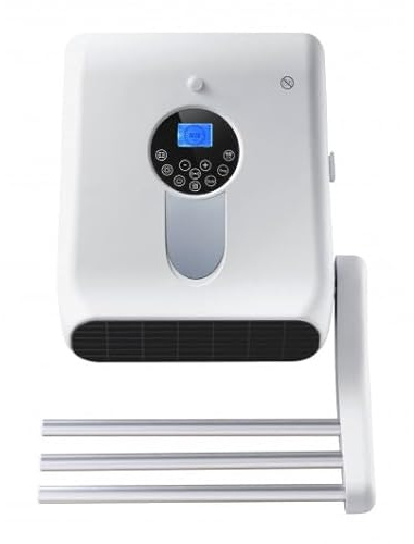 DREXON – Sèche-serviettes soufflant TARA – 2000W – 3 Barres chauffantes escamotables avec Soufflerie – Dimensions 35.5X14.5X58 cm - Thermostat électronique Affichage LED – Programmation & minuterie