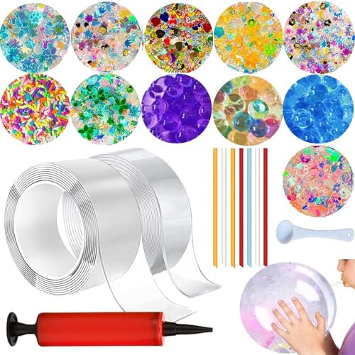 30 Stück Nano Tape Bubbles Set,Magie Nanoband Set,DIY Nano Tape Set,Nano Tape 2cm 5cm Nanoband Doppelseitig Extra Stark,Blowing Bubble Tape Handmade DIY Decompression Craft Kit für Mädchen, Jungen.