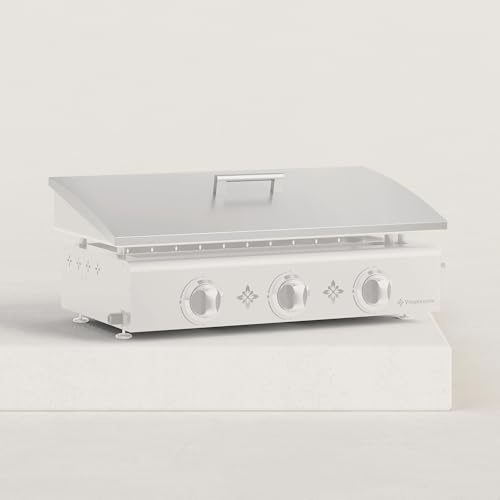 Vivaplancha Couvercle de Protection pour plancha 3 Feux Tout INOX : protège et Assure Une Bonne Protection de Votre plancha Évite Les Projections de matières Grasses à l'arrière Compatible