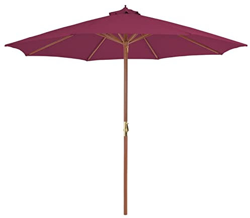 Gecheer UV-beständiger Sonnenschirm Bordeauxrot, Holz-Gartenschirm, für Terrasse und Garten