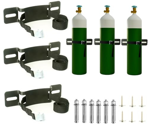 Propane Tank Holder,Gas Cylinder Holder Wall-Mounted Bracket Propane Tank Bracket with Screws and Safety Belt (black3)