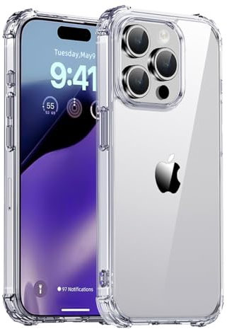 DEREAFF Case for iPhone 15 Pro (6.1-Inch), Clear 15 Pro Case Hard PC Back & Soft TPU Shockproof Anti-Scratch Phone Bumper Cover for iPhone 15 Pro - Clear