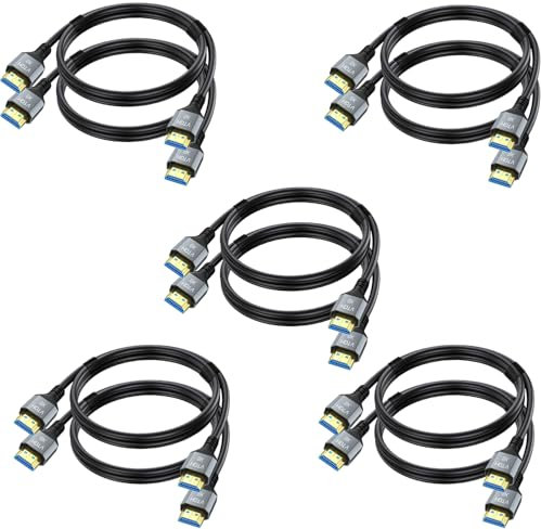 HDMI 2.1 Kabel, 10 Stück, geschirmtes 8K HDMI-Kabel, 48 Gbit/s, High-Speed-HDMI-Kabel, 8K @ 60Hz, 4K @ 120Hz/165Hz, HDCP 2.2&2.3, HDR 10 für ARC, eARC, TV, PC, PS4, PS5 Switch, KVM-Splitter, Soundbar