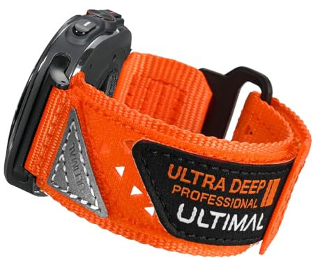 ULTIMAL Kompatibel mit Samsung Galaxy Watch 7 Ultra 47mm (2025/2024) für Männer, Klettverschluss-Design,Robustes Nylon Woven Loop Armband, Hohlraum-Design, angenehm atmungsaktiv(Orange)