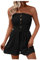 Summer Overalls Jumpsuits Women UK Dungarees Shorts Elegant Bandeau Romper Sleeveless Work Clothing Solid Ladies Strapless Trouser Suit Adjustable Waist Sexy Backless Going Out Overalls (Black, L)