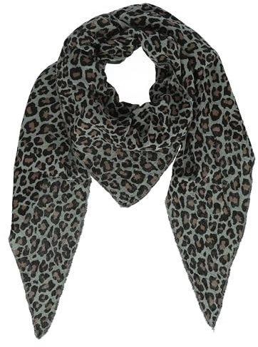 irisaa Schal Damen Leopard, weiche Deckenschal mit Leo Muster, dreieckstuch Halstuch mit 100% Cotton, Made in Italy, Schal Farben 2020:Grün