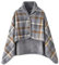 WINKEEY Femme Poncho Polaire Plaid Châle Polaire Cape Chaud d'hiver avec Boutons Couverture à Carreaux, Gris Jaune