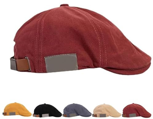 2025 Neue Vintage Street Baskenmütze Flache Verstellbare Baskenmütze Verstellbar für Uni Retro Vintage Street Baskenmütze, weinrot, Einheitsgröße