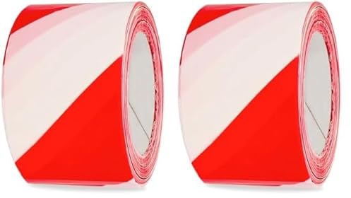 Amig - Absperrband | Hergestellt aus Niederdruck-Polyethylen LDPE | Maße: 500 m Länge x 70 mm Breite | Signalband zur Abgrenzung von Sicherheitsbereichen | Farbe: Rot und Weiß (Packung mit 2)