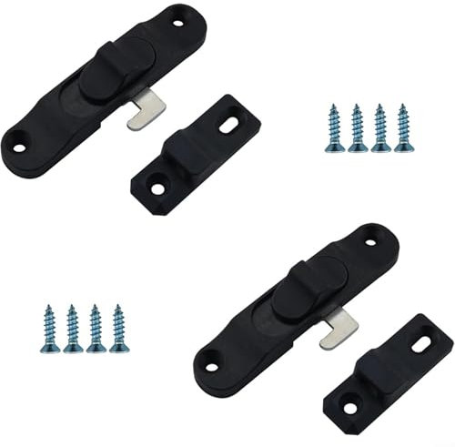 2 juegos de pestillo horizontal deslizante para ventana de guillotina PP plástico y pestillo de metal para mayor seguridad