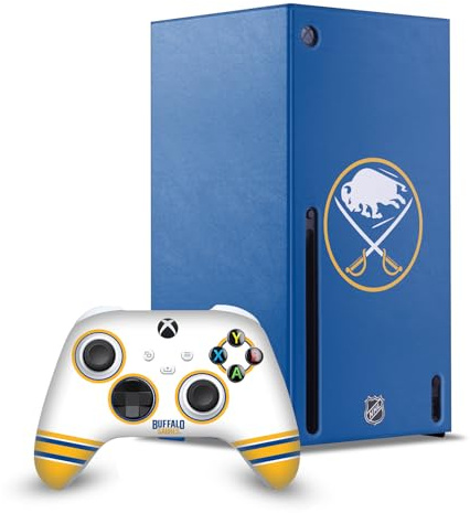 Head Case Designs Officially Licensed NHL Plain Buffalo Sabres Game Console Wrap and Game Controller Skin Bundle Compatible With Xbox Series X
