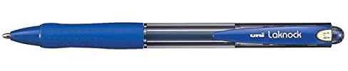 UNI-BALL Druckkugelschreiber Laknock blau extra breit Strichstärke 1,0 mm Kugeldurchmesser 1,4 mm aus 70 % recyceltem Material gummierter Griffzone nachfüllbar (SN100/14 B)