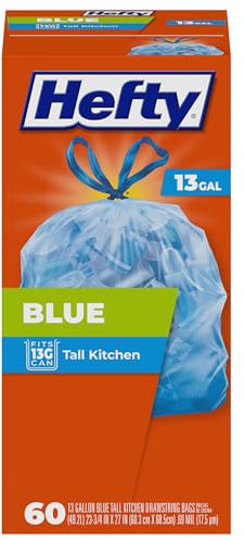 Hefty Recycling Müllbeutel für die Küche, groß, blau, 45 l, 60 Stück