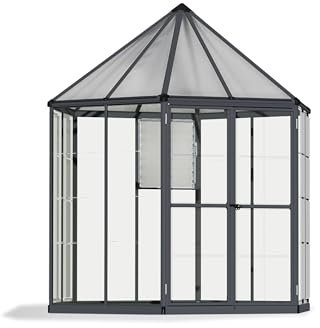Canopia by Palram Gewächshaus Gross Oasis 8 Treibhaus 247x213 cm Aluminium grau Tomatenhaus Polycarbonatplatten UV-beständig